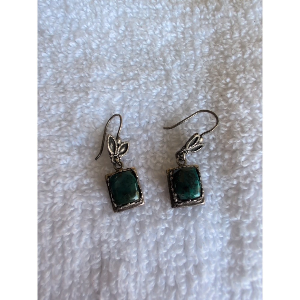 Silver Chrysocolla Tanzanite Dangle Earrings